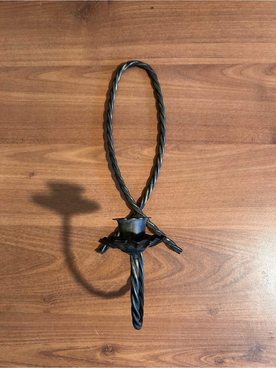 Other - Vintage Twisted Iron Wall Candle Holder in Dark Metal